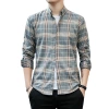Men's long-sleeved shirts, spring trendy brand business casual checked shirts, Korean style trendy and cool men's outerwear, inch shirts Item Picture
